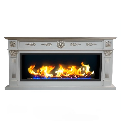 Биокамин в линейном портале "Русский огонь" Колизей с защитным стеклом