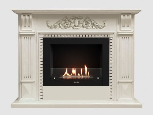 Каминный портал МДФ "Белфаст Люкс 1350" с биокамином Lux Fire "Фаер Бокс 2-25.5" (белый)