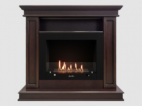 Каминный портал МДФ "Раймонд 1250" с биокамином Lux Fire "Фаер Бокс 3 - 33" (темный орех)
