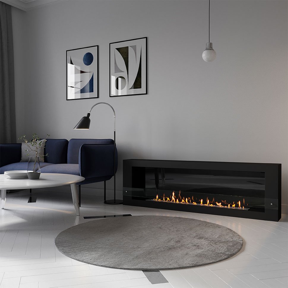 Биокамин SteelHeat WALL LONG 1800 черный, стемалит по цене 89 040 руб.