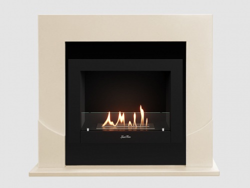 Каминный портал МДФ "Ассен 1110" с биокамином Lux Fire "Фаер Бокс 2 - 25.5" (бежевый)