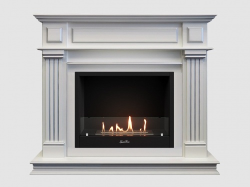 Каминный портал МДФ "Амелия 1260" с биокамином Lux Fire "Фаер Бокс 1 - 33" (белый)