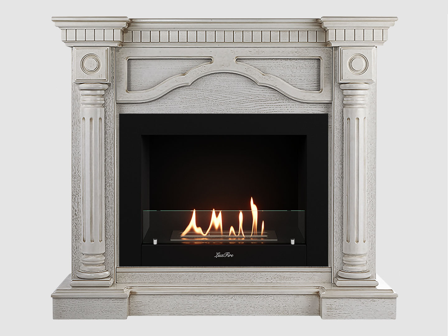 Каминный портал МДФ "Монако 1210" с биокамином Lux Fire "Фаер Бокс 2-30" (белый) по цене 78 100 руб.
