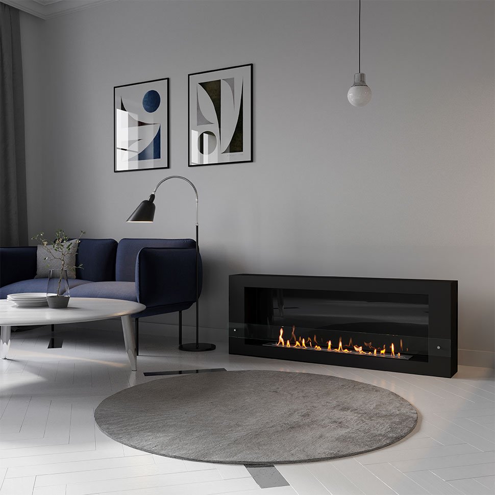 Биокамин SteelHeat WALL LONG 1500 черный, стемалит по цене 72 030 руб.