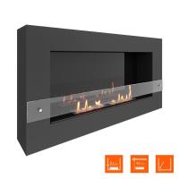 Биокамин SteelHeat WALL GRAND 1200 LITE черный, стекло, стемалит