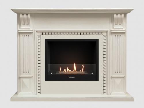 Каминный портал МДФ "Белфаст 1350" с биокамином Lux Fire "Фаер Бокс 1-25.5" (белый)