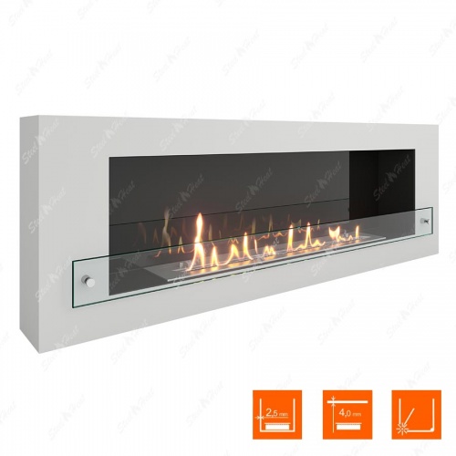 Биокамин SteelHeat WALL 1200 белый (стекло + стемалит)
