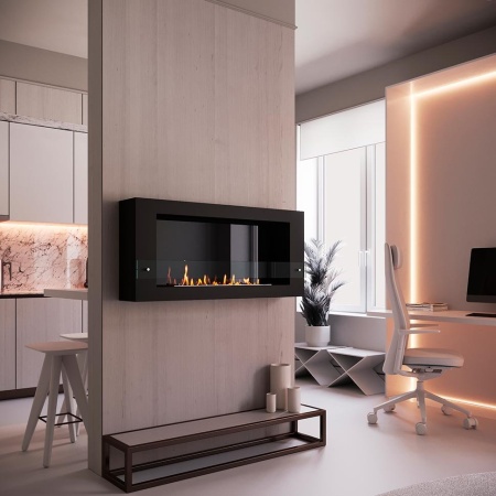 Биокамин SteelHeat WALL  LONG 1200 черный, стекло по цене 47 460 руб.