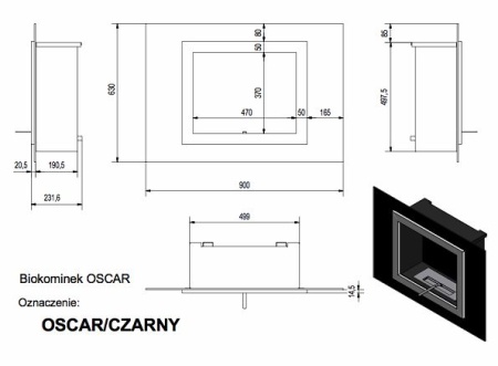 Биокамин Kratki OSCAR TUV черный по цене €741