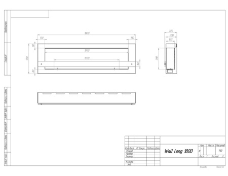 Биокамин SteelHeat WALL LONG 1800 черный, стемалит по цене 89 040 руб.