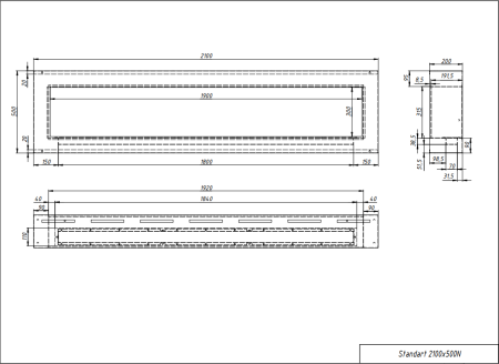 Биокамин "Русский огонь" Лофт 2100N настенный по цене 88 000 руб.
